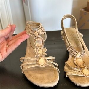 New York Transit Beige Embellished Sandals
